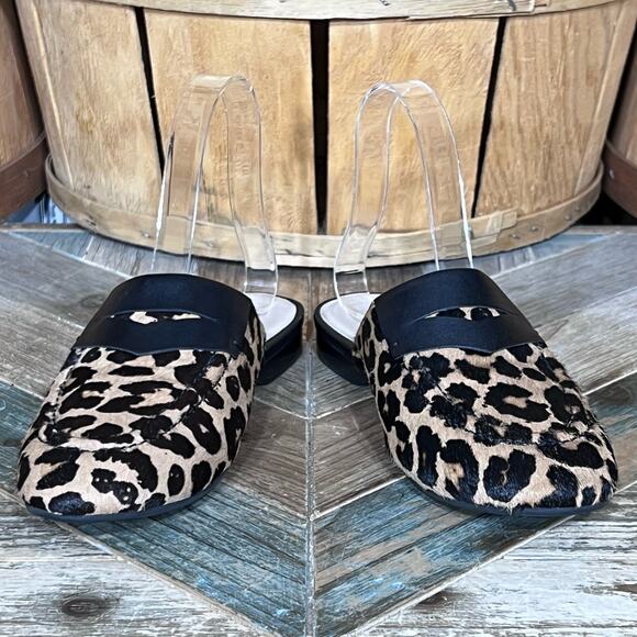 Cole Haan Evie Piper Leopard Print Calf Skin Leather Slides Mules Women Size 6.5 - Picture 7 of 11
